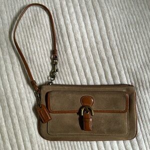 Suede Coach wristlet